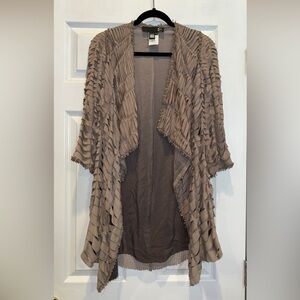 ROBERTO CAVALLI Long Sleeve Grey Brown Waterfall Laser Cut Textured Suede Jacket